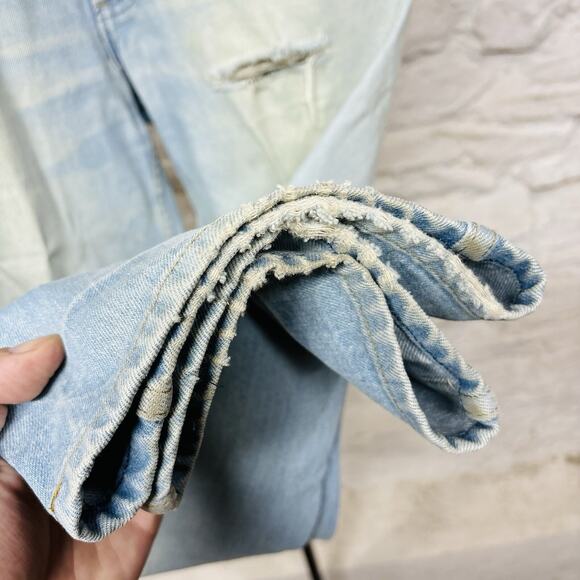 Sears Roebuck Denim Blue Jeans Light Wash Stains Distressed Faded Vintage 1970s - Picture 5 of 10